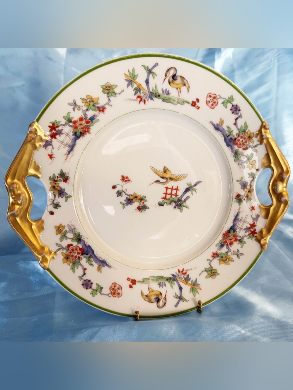 Rare Antique Bernardaud & Co Limoges,France.24k Gold Double Handled Cake Platter